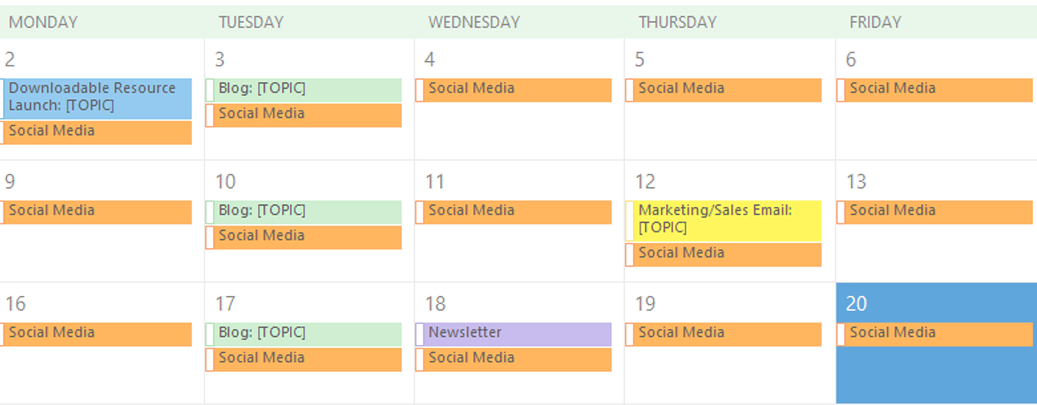 online content calendar